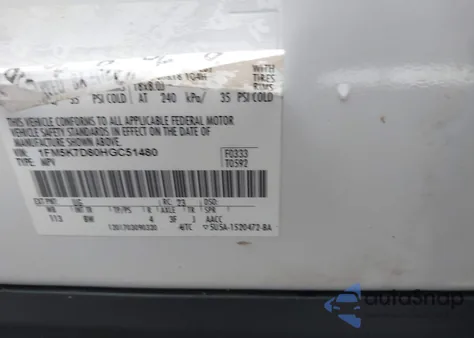 2017 Ford Explorer Xlt from USA, damaged, VIN 1FM5K7D80HGC51480